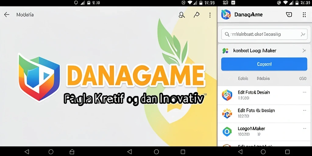Tampilan antarmuka pengguna DANAGAME yang memudahkan pembuatan logo.