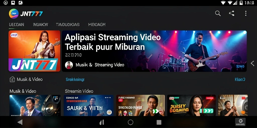 Tampilan antarmuka pengguna aplikasi Streaming Video JNT777.