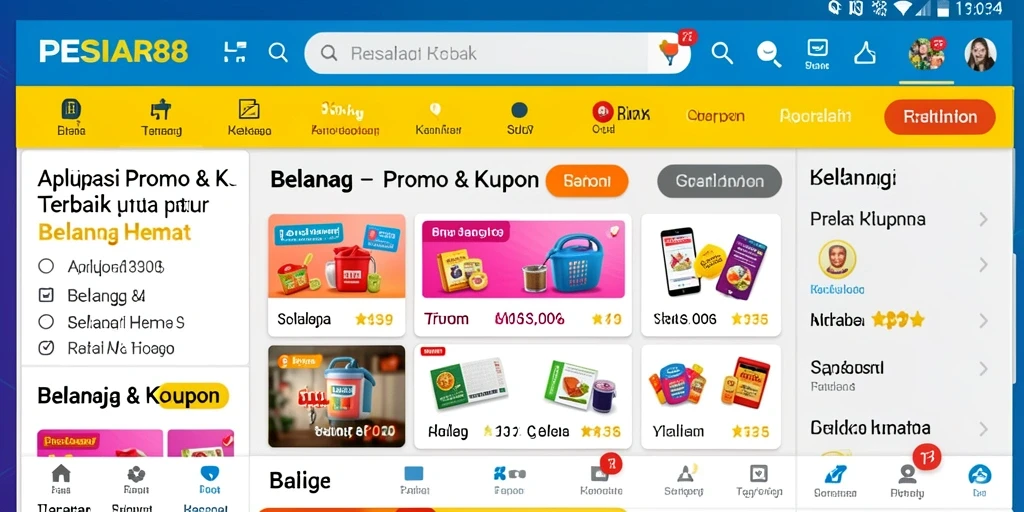 Antarmuka PESIAR88 menampilkan berbagai penawaran dan kupon menarik.
