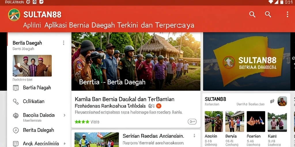 Antarmuka utama aplikasi SULTAN88 menampilkan berita daerah terkini.