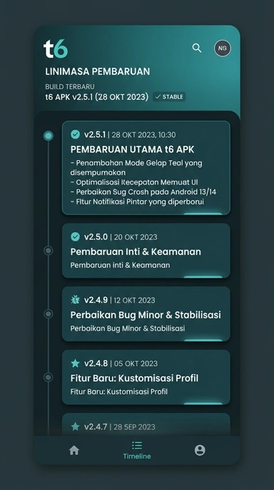 Riwayat Versi t6 untuk Pengguna Android